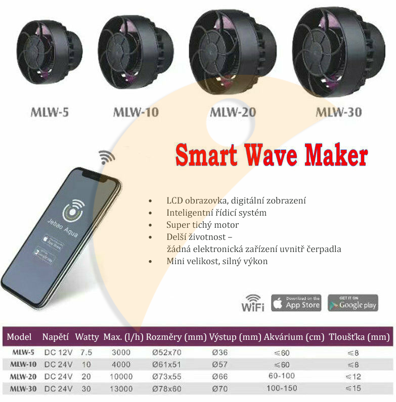 New Jebao MLW-10 Smart Wave Maker LCD Display, proudové čerpadlo do 4000  l/hod – 10 W | MOIA.cz
