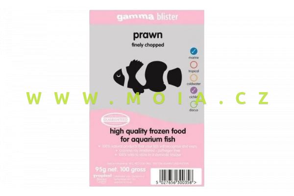 Mrazené nakrájené krevety 100 g pro mořské ryby a cichlidy– Gamma Chopped Prawn Blister 
