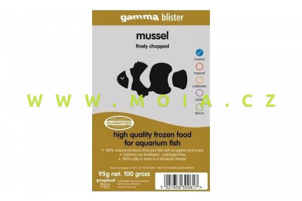 Mrazení jemně nakrájení mlži 100 g – pro klipky a jiné mořské ryby – Gamma Mussel