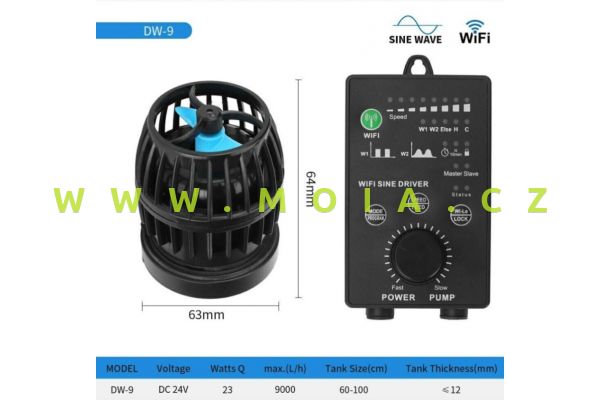 NEW Jebao – Jecod DW-9 + Wi-Fi controller, proudové čerpadlo do 9 000 l/h, 23 W
