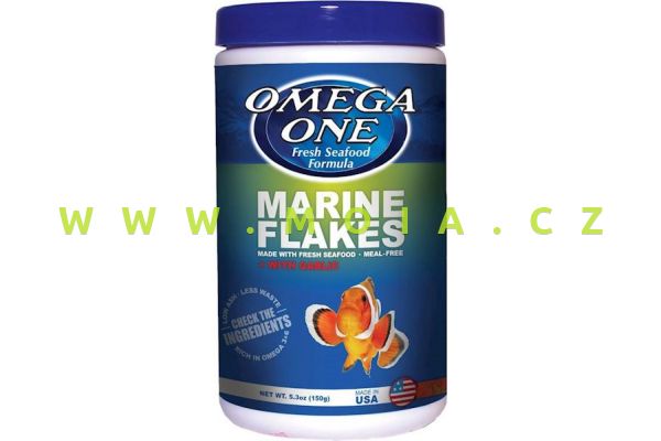 Omega One Garlic marine flakes 148 g, vločkové krmivo s česnekem 
