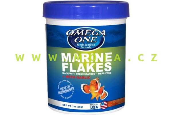 Omega One Garlic marine flakes 28 g, vločkové krmivo s česnekem