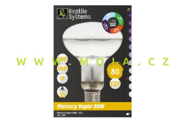 Zone 2 Mercury Vapor UV Basking Lamp Mini E27, 80 W – UVB, UVA, IR výbojka Reptile Systems